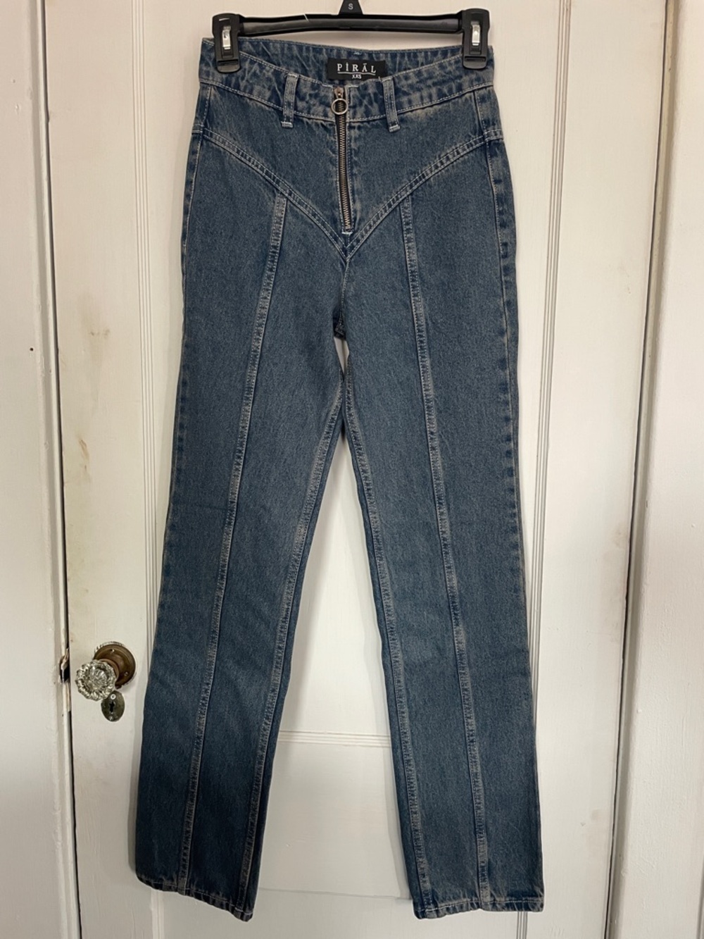 Piral High-Rise Straight Leg Jeans in Washed Blue XXS